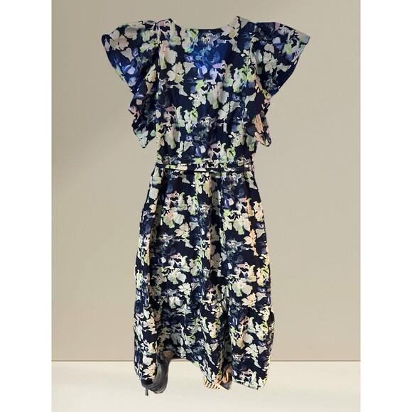 Womens Dress A New Day Small 4-6 Blue Green Floral Short Sleeve Maxi Dress - Picture 2 of 2